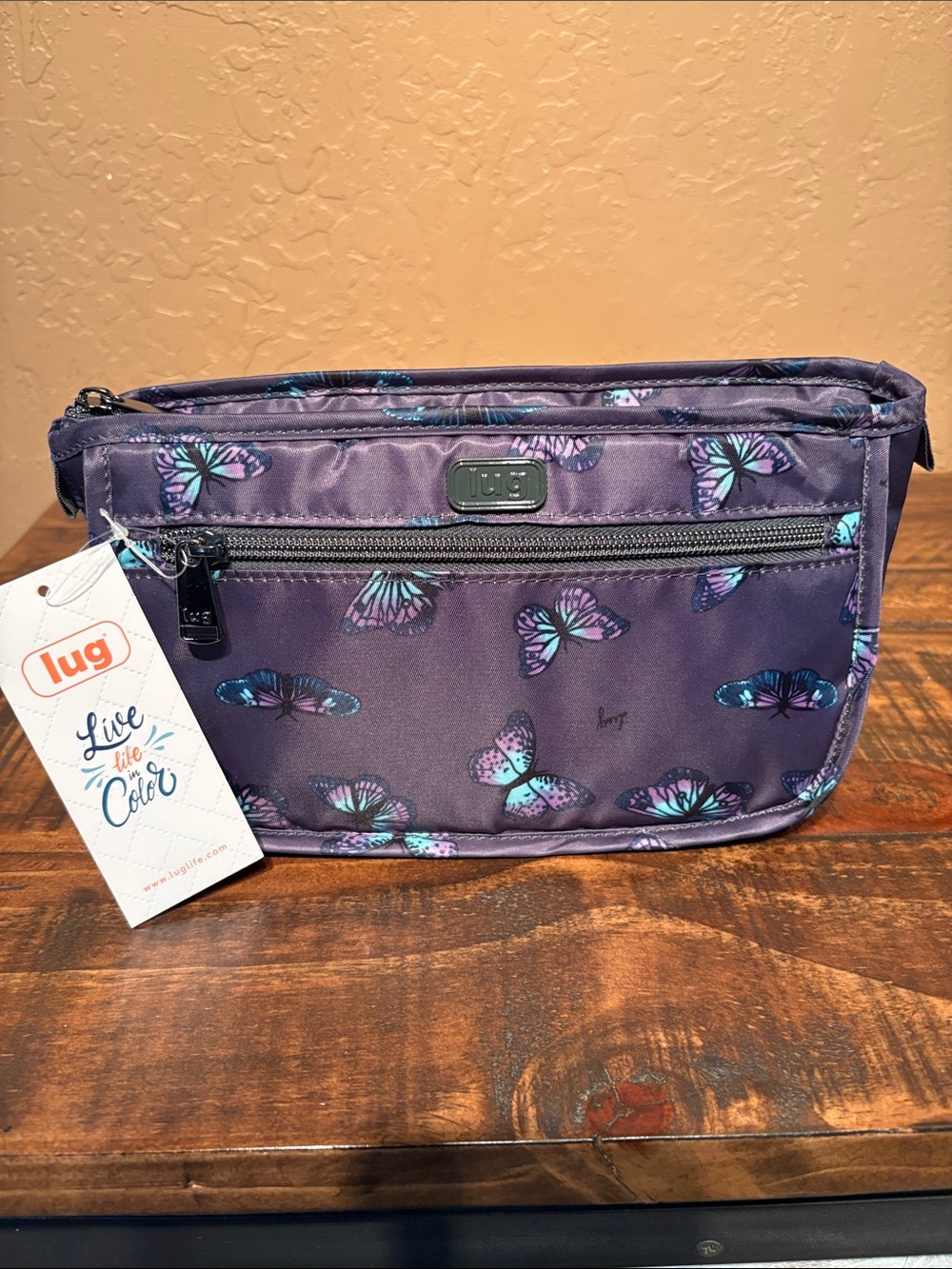 LUG NWT Parasail Purple Butterfly Travel Cosmetic or Toiletry Bag